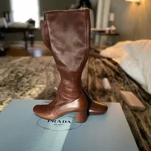 Prada | Shoes | Authentic Prada Boots Brown Nappa Stretch Leather